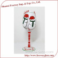 hand painted Christmas series red colored wine glasses